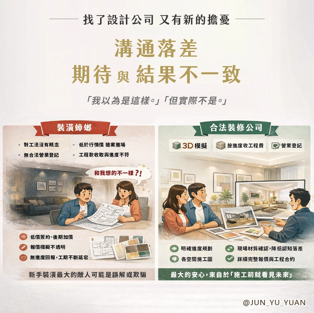 第一次裝潢總是資訊混亂、預算失控、溝通反覆？本篇從需求釐清、預算配置到施工流程完整解析新手裝潢重點，陪你把焦慮變成有系統的安心規劃。